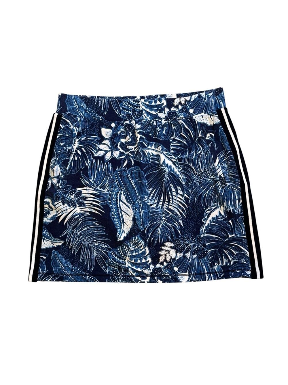 T by Talbots Tropical Blue and White Skort Skirt Small Elastic Waist